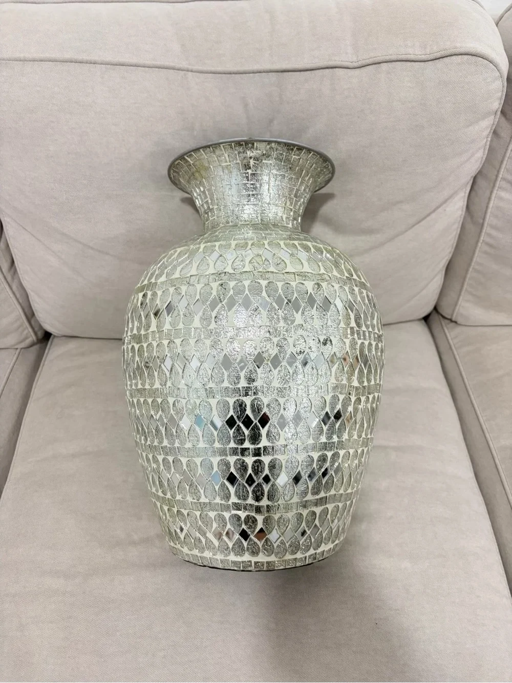 Decorative Silver Mosaic Vase - Home Accents